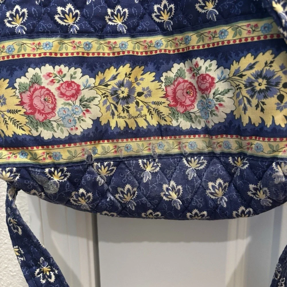 Vera Bradley Maison Blue Yellow Floral Backsack Drawstring Backpack Bag Purse